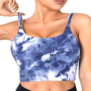 CELER Women's Padded Sports Bra Double Longline Crop Tank Top M